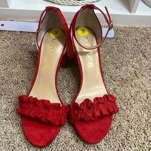 Unisa red block heel sandals in a size 9.